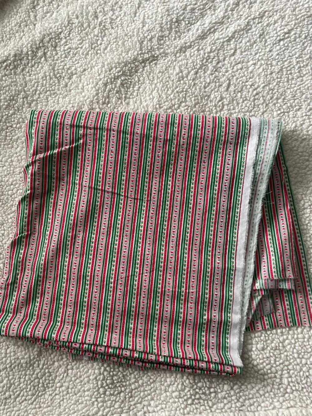 Christmas Stripe Cotton Fabric Hearts Holly 54